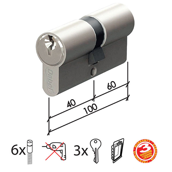 Cilindar za vrata CL2010 SS x100mm(40-60)  3K DBP2