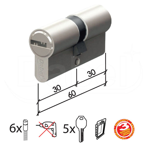 Cilindar kodirani CL2020 SS 60mm(30-30)  5kod DBP1