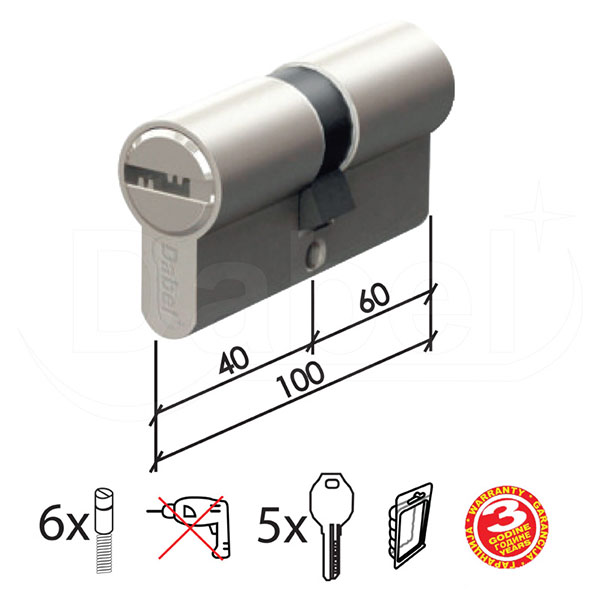Cilindar kodirani CL2020 SS x100mm(40-60)  5kod DBP2