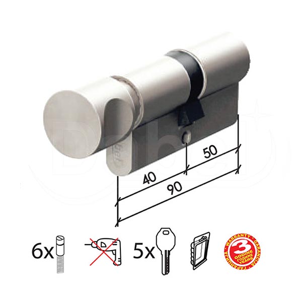 Cilindar kod dugme CL2020K SS 90mm(40D-50)  5kod DBP2