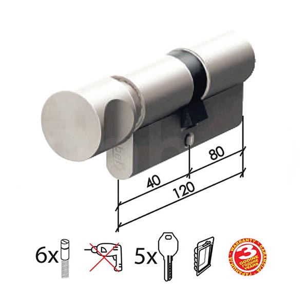 Cilindar kod dugme CL2020K SS x120mm(40D-80)  5kod DBP1