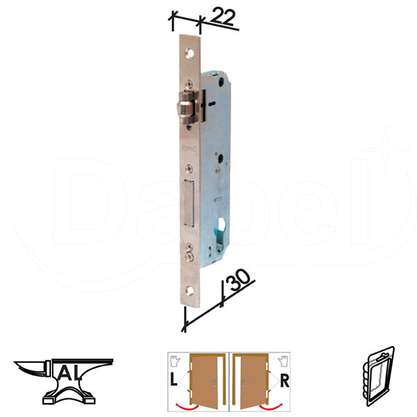 Brava za alu vrata B2026 R Inox 30/-/22/-  bez prihvatnika DBP1