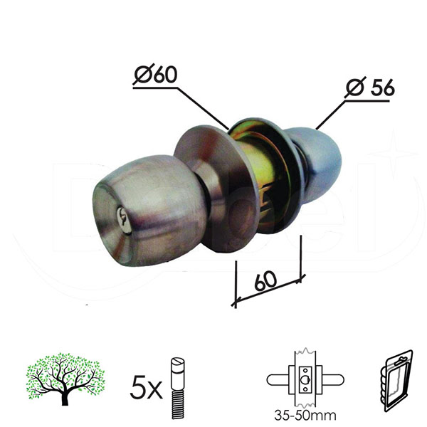 Brava sa rozetom kugla kugla B3000 Inox 60mm  Cil DBP0