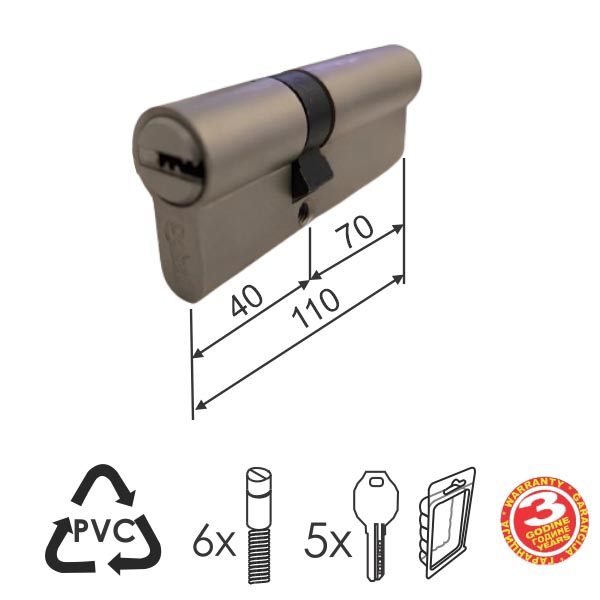 Cilindar kodirani CL2090 SS x110mm(40-70)   DBP2