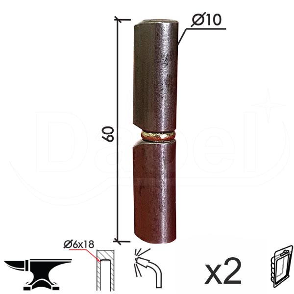 Šarka bravarska za vrata SP7 Ne fi10x60mm (2kom)  DBP1