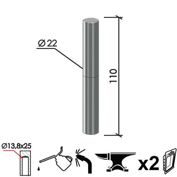 Šarka bravarska za vrata SP6 Ne fi22xx110/13,8x25mm (2kom)  DBP2