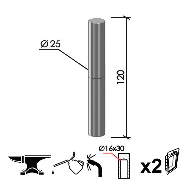 Šarka bravarska za vrata SP6 Ne fi25xx120/16x30mm (2kom)  DBP2