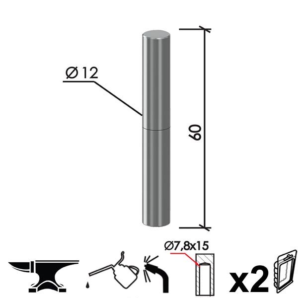 Šarka bravarska za vrata SP6 Ne fi12x60/7,8x15mm (2kom)  DBP1