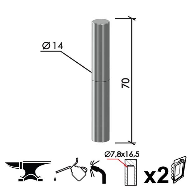 Šarka bravarska za vrata SP6 Ne fi14x70/7,8x16,5mm (2kom)  DBP1