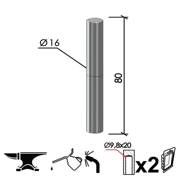 Šarka bravarska za vrata SP6 Ne fi16x80/9,8x20mm (2kom)  DBP1