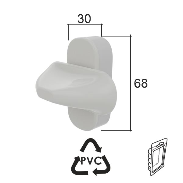 Sigurnosna dodatna brava za prozor STOP Bela 30x68x16,5/43mm   DBP1