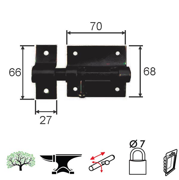 Reza za katanac 454 Crna 70x68/27x66/fi7mm   DBP1
