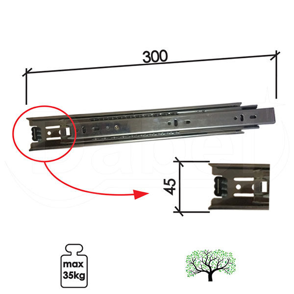 Klizač teleskop KL513 ZnB 300mm  35kg Q