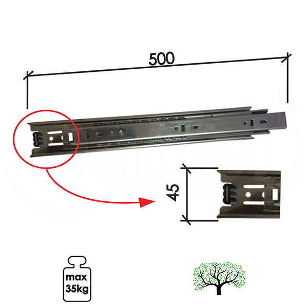Klizač teleskop KL513 ZnB 500/45mm  35kg Q