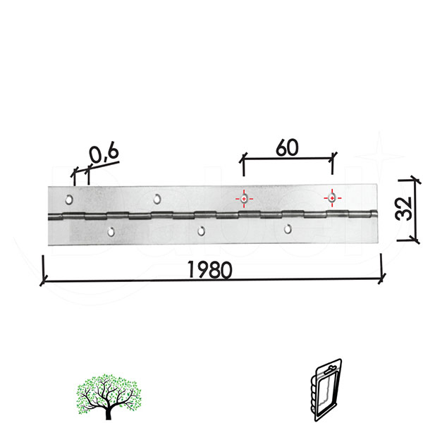 Šarka klavir 9900 Nikl 1980/32/0,6mm   BPDQ