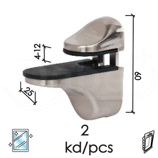 Nosač za staklenu policu N5 Hr 25/60/4-12mm (2kom)  DSP