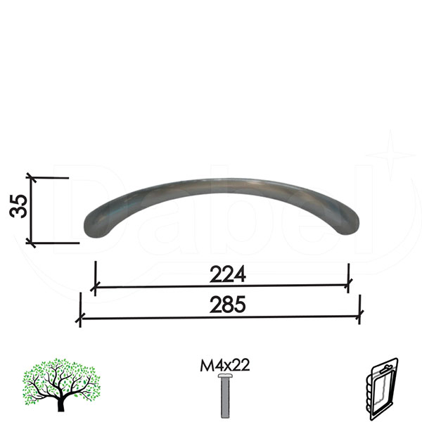 Ručica za nameštaj C40 B-Ni x224mm  M4x22mm DP1
