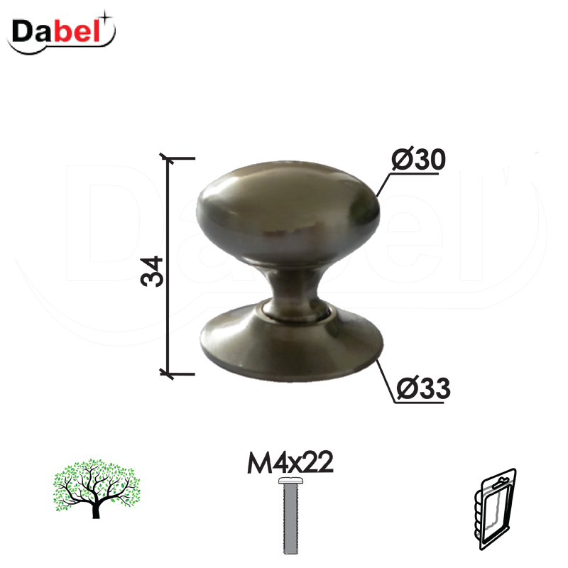 Dugme za nameštaj D11 B-Ni fi30x34/fi33mm  M4x22mm DP1