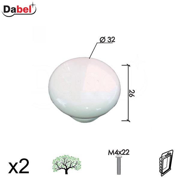 Dugme za nameštaj D20 Bela 40mm (2kom)  DBP1