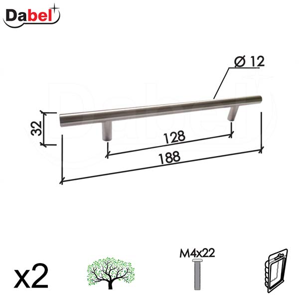 Ručica za nameštaj C10 B-Ni x128/188/32mm (2kom)  DBP1