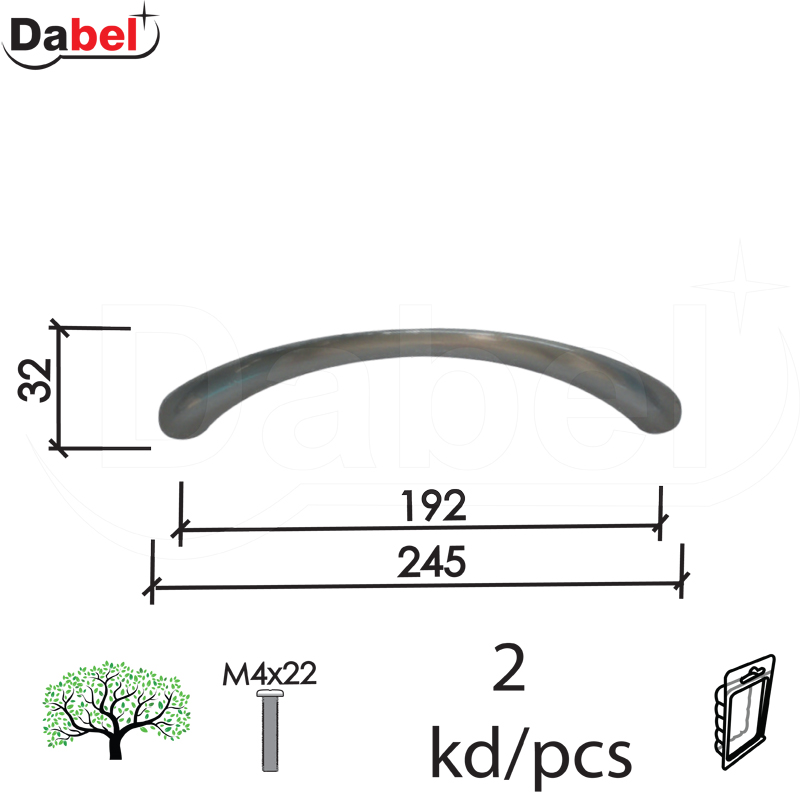 Ručica za nameštaj C40 B-Ni x192mm (2kom) M4x22mm DBP1