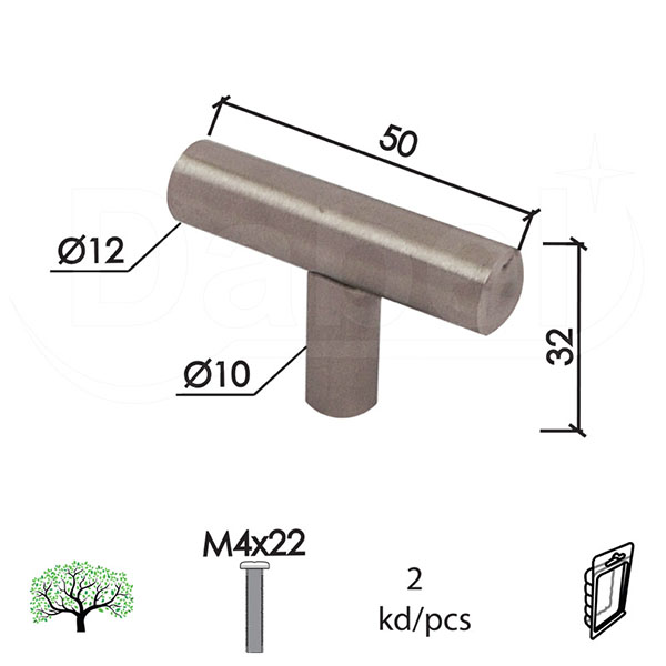 Dugme za nameštaj D90 Inox 50x32x12/fi10mm (2kom) M4x22mm DBP1