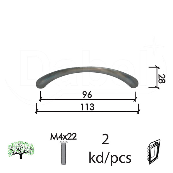 Ručica za nameštaj C40 B-Ni 96/113/28mm (2kom) M4x22mm DBP2