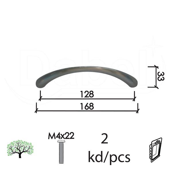 Ručica za nameštaj C40 B-Ni x128/168/33mm (2kom) M4x22mm DBP2