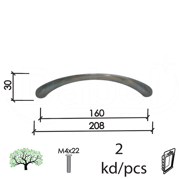 Ručica za nameštaj C40 B-Ni x160mm (2kom) M4x22mm DBP1