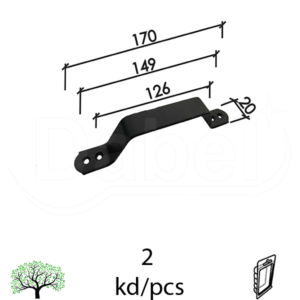 Rukohvat za nameštaj RU8 Crna 20x170x30/126/149mm (2kom)  DBP1
