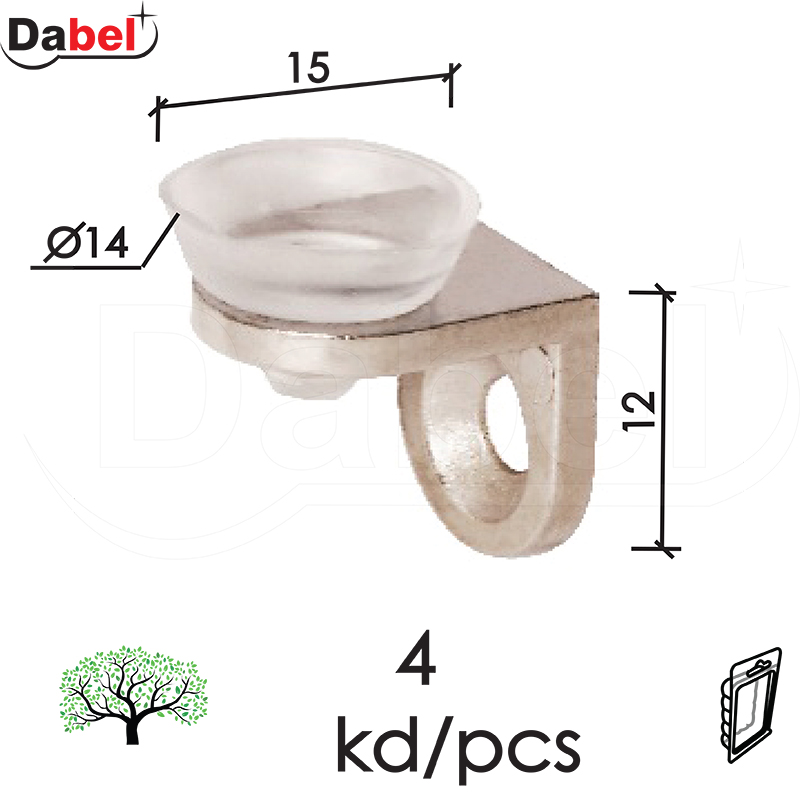 Nosač staklene police NP4 Nikl FI=14/L=15/L1=12mm (4kom)  XPD