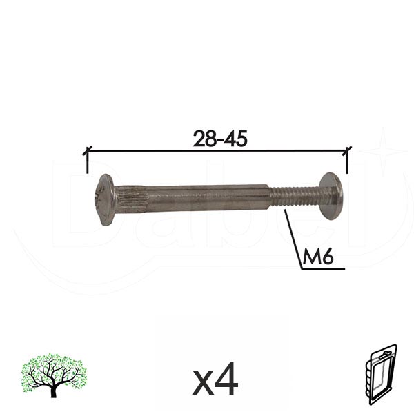 Vijak i spojnica sa navojem VS1 Nikl M6/28-45mm (4kom)  DBP1