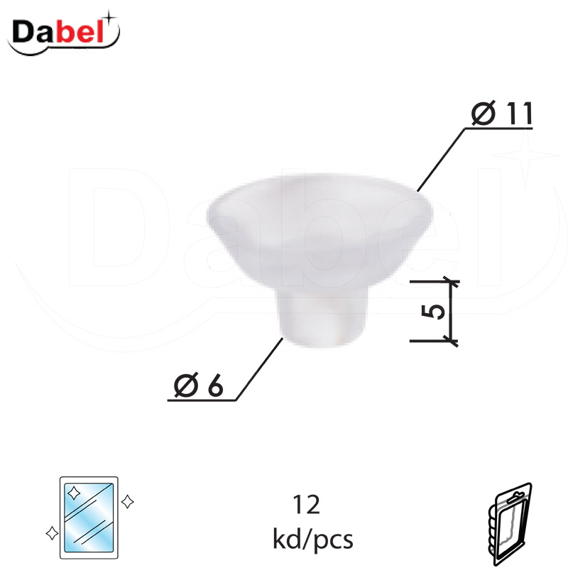 Nosač staklene police NP10 Trans FI=6/FI1=11/A=5mm (12kom) gumica XPD
