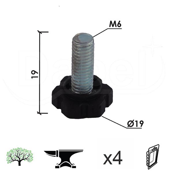 Nogica štelujuća za nameštaj N035 Crna M6x19mm (4kom)  DBP1
