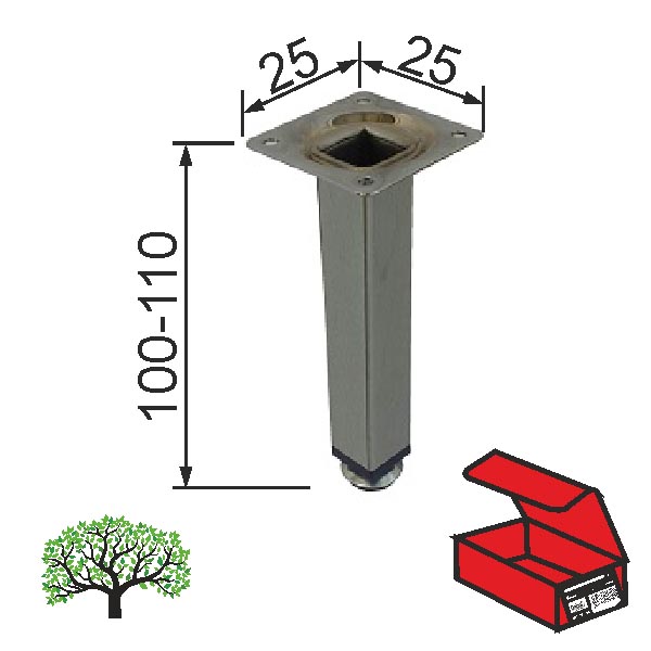 Nogica štelujuća za nameštaj NO14 Hr 25x25x100-110mm   OPD