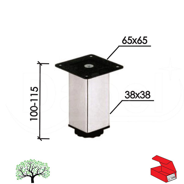 Nogica štelujuća za nameštaj NO15 B-Ni 38x38/100-115mm   OPD