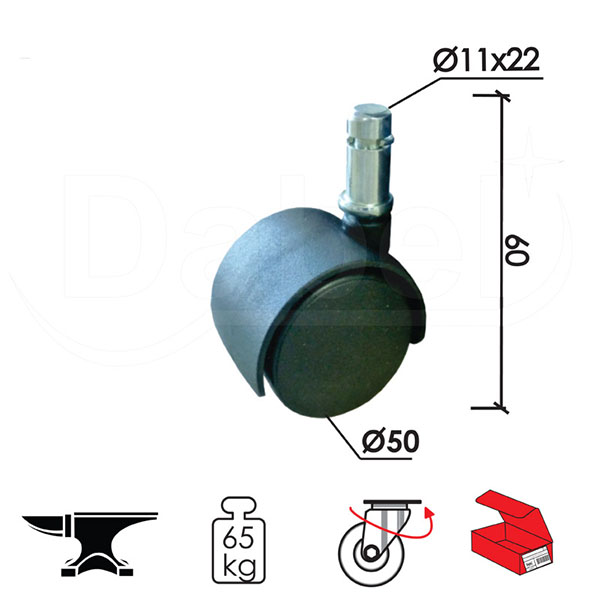 Točkić rotirajući T4105 Crna fi50x60/fi11x22mm   OPD