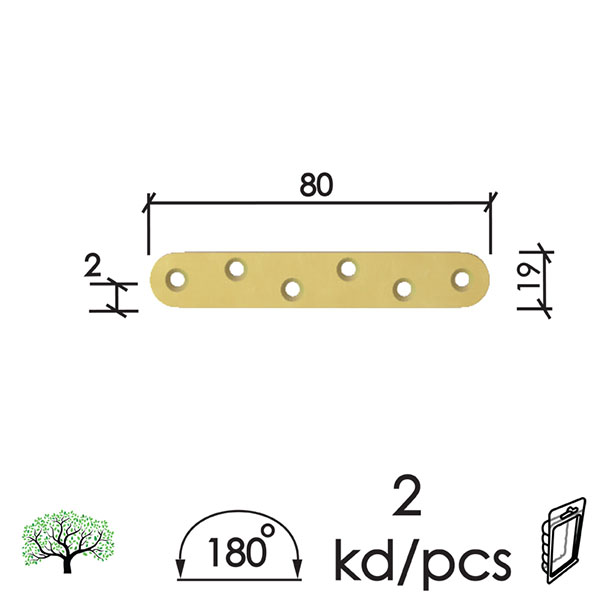 Vezač ravni VEZ10 ZnŽ 80x19x2,0mm (2kom)  DSP