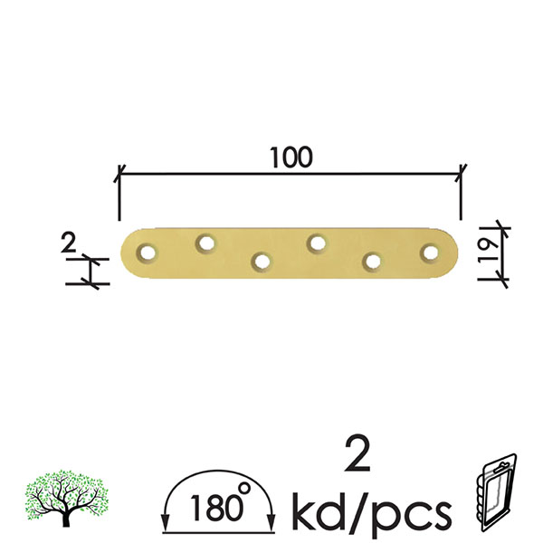 Vezač ravni VEZ10 ZnŽ x100x19x2,0mm (2kom)  DSP