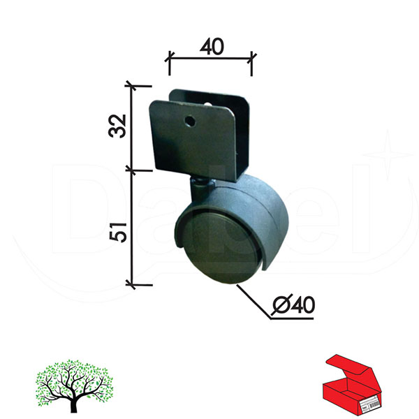 Točkić rotirajući T4107 Crna fi40mm  Iverica 18mm OPD