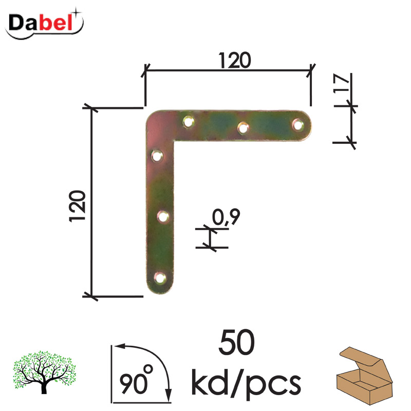 Vezač ugaoni LP1 ZnŽ x120xx120/17/0,9mm (50kom)  Q