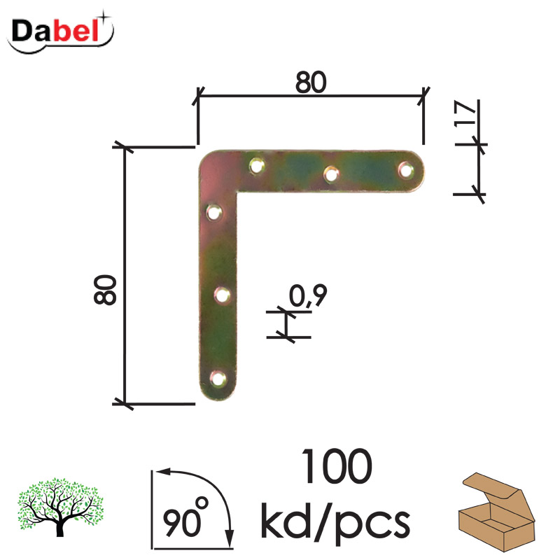Vezač ugaoni LP1 ZnŽ 80x80/17/0,9mm (100kom)  Q
