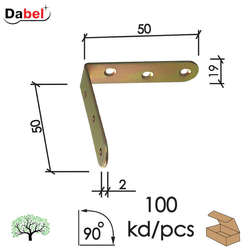 Ugaonik za nameštaj U4123 ZnŽ 50x50x19/2,0mm (100kom)  Q