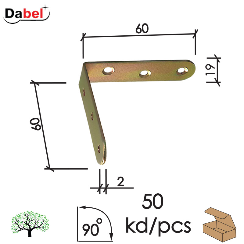 Ugaonik za nameštaj U4123 ZnŽ 60x60x19/2,0mm (50kom)  Q