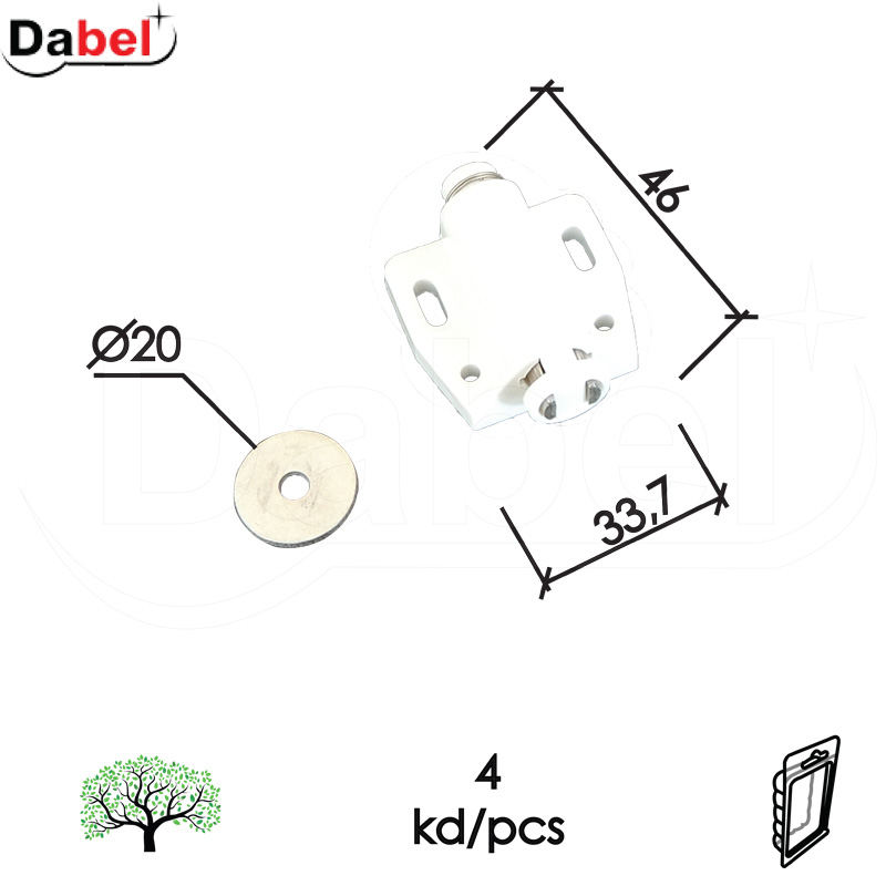 Magnet potisni M4000 Bela 33,7x46mm (4kom)  DBP1