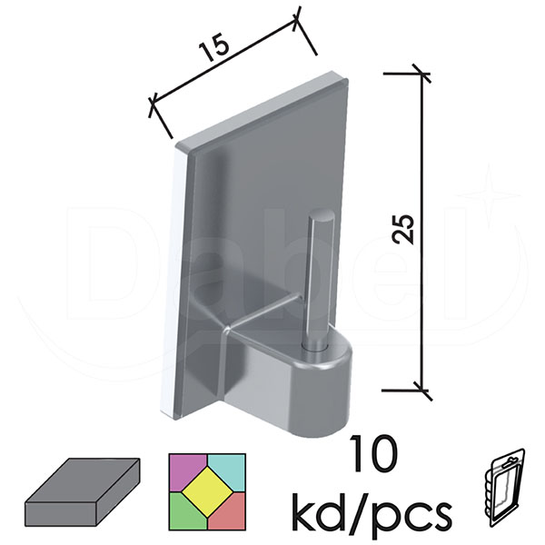 Vešalica samolepljiva V40 Silver 15x25mm (10kom)  DBP1