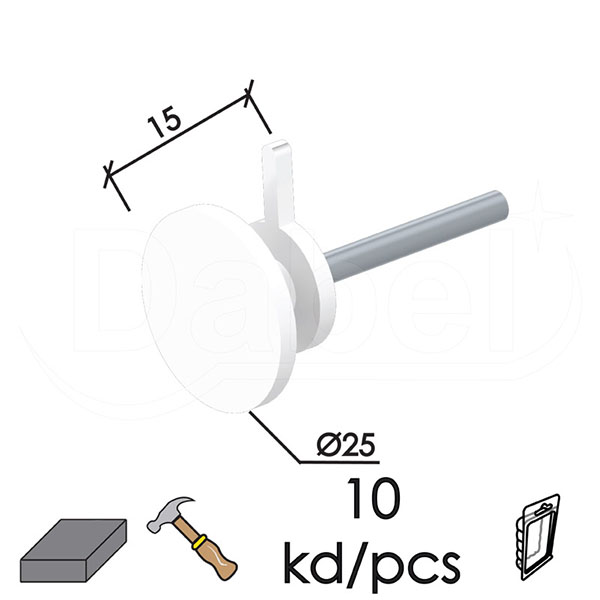 Vešalica za zid ukucavajuća VE1 Bela 12x10mm (10kom)  DBP1