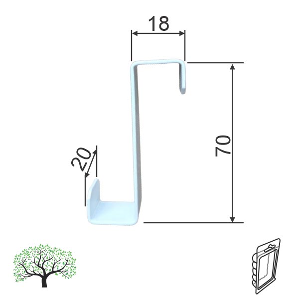 Vešalica na kuhinjskim i kupatilskim vratima VKK1 Bela 18x73/20mm   DBP1
