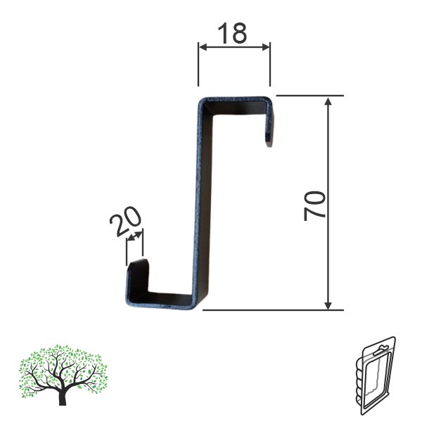 Vešalica na kuhinjskim i kupatilskim vratima VKK1 Crna 18x73/20mm   DBP1