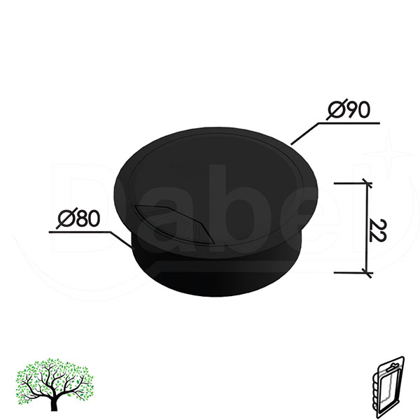 Rozeta za kablove MA04 Crna fi80/90/22mm   DP1